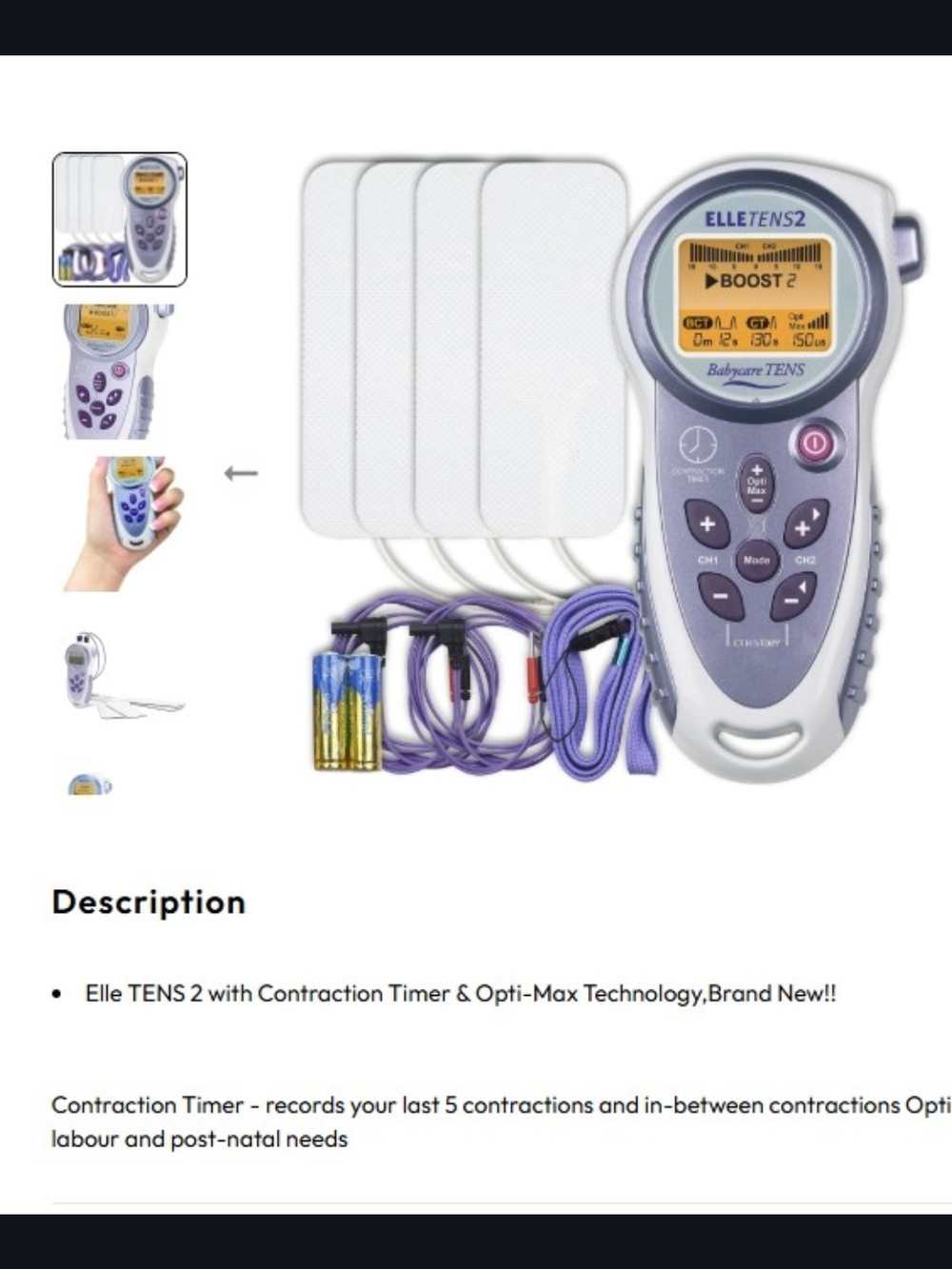ElleTENS 2 Portable TENS Unit with Body Clock